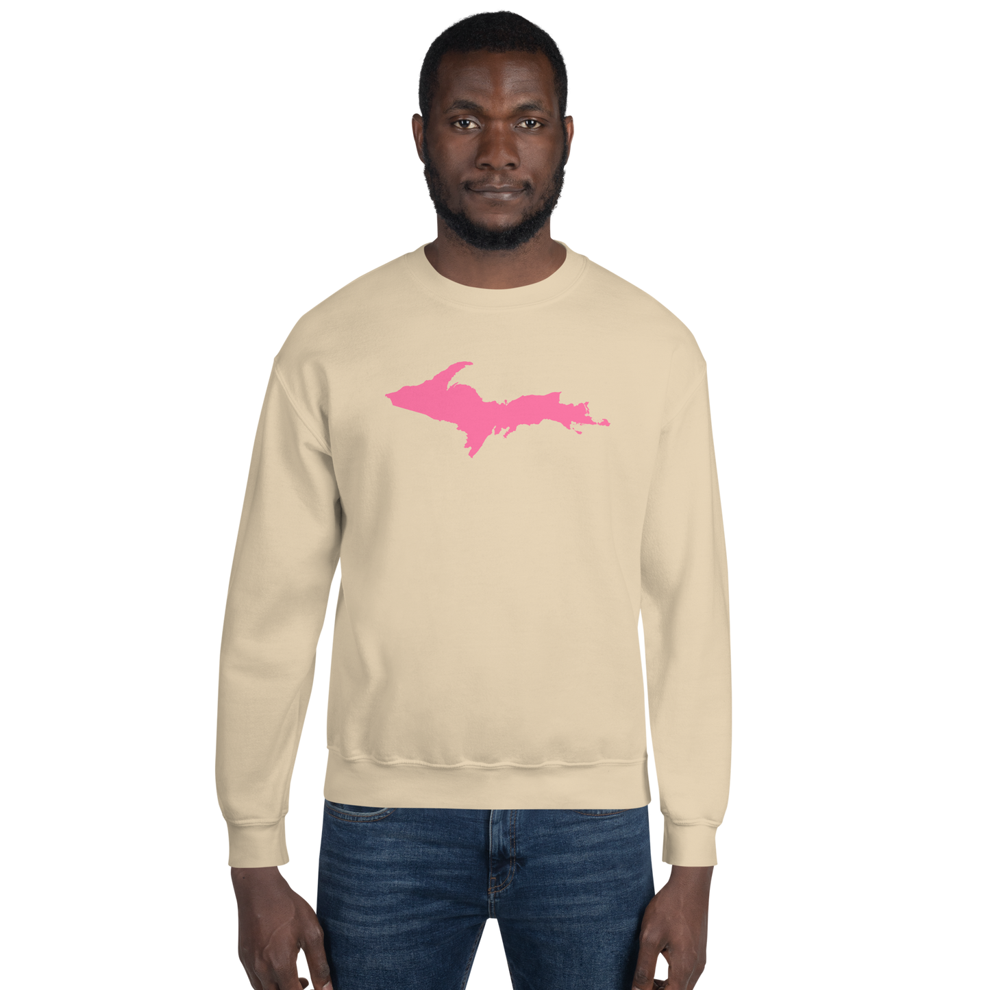 Michigan Upper Peninsula Sweatshirt (w/ Pink UP Outline) | Unisex Standard