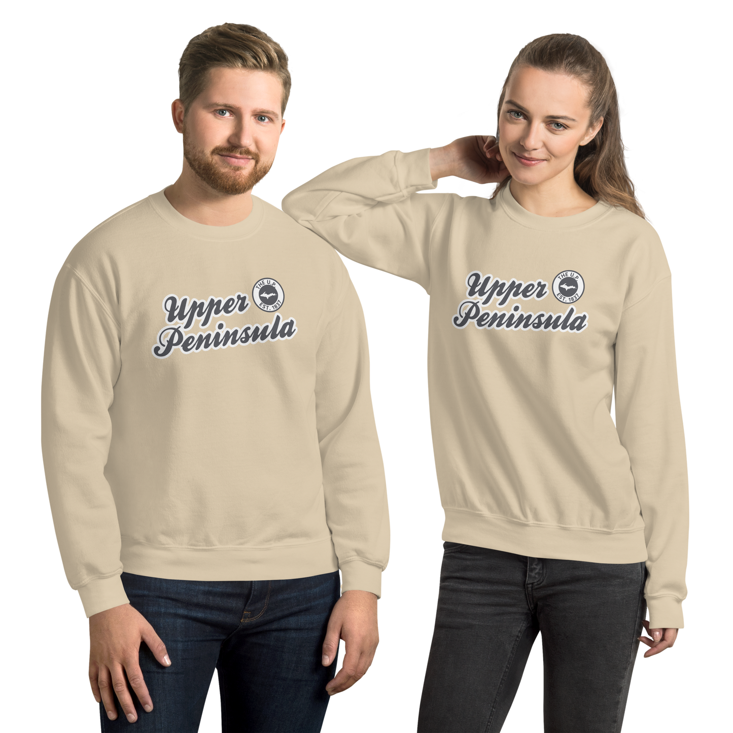 'Upper Peninsula EST. 1837' Sweatshirt (Iron Ore Grey Script Font) | Unisex Standard