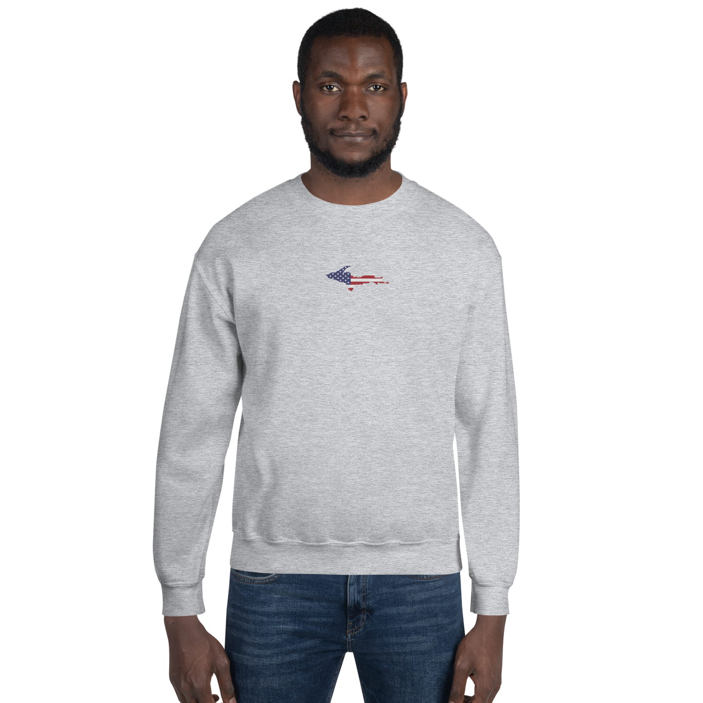 Michigan Upper Peninsula Sweatshirt (w/ Embroidered UP USA Flag Outline) | Unisex Standard