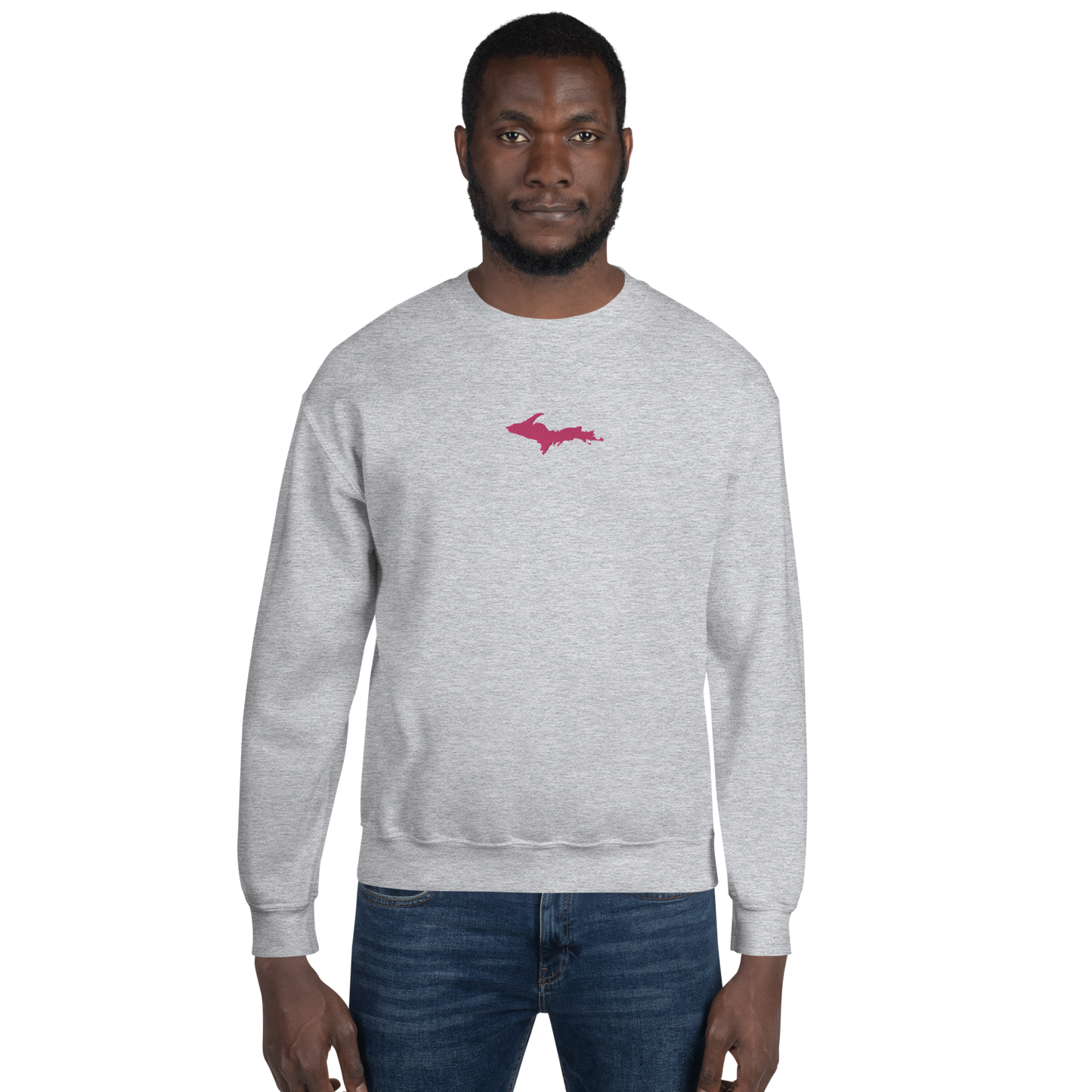 Michigan Upper Peninsula Sweatshirt (w/ Embroidered Pink UP Outline) | Unisex Standard