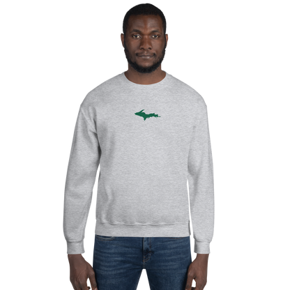 Michigan Upper Peninsula Sweatshirt (w/ Embroidered Green UP Outline) | Unisex Standard