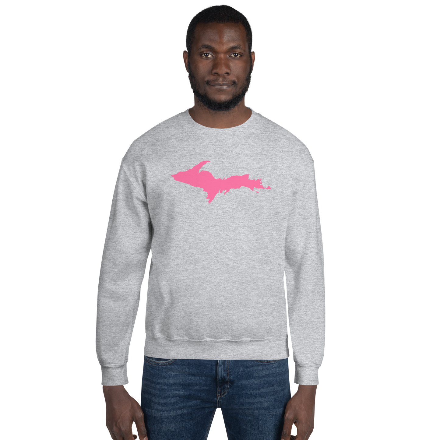 Michigan Upper Peninsula Sweatshirt (w/ Pink UP Outline) | Unisex Standard