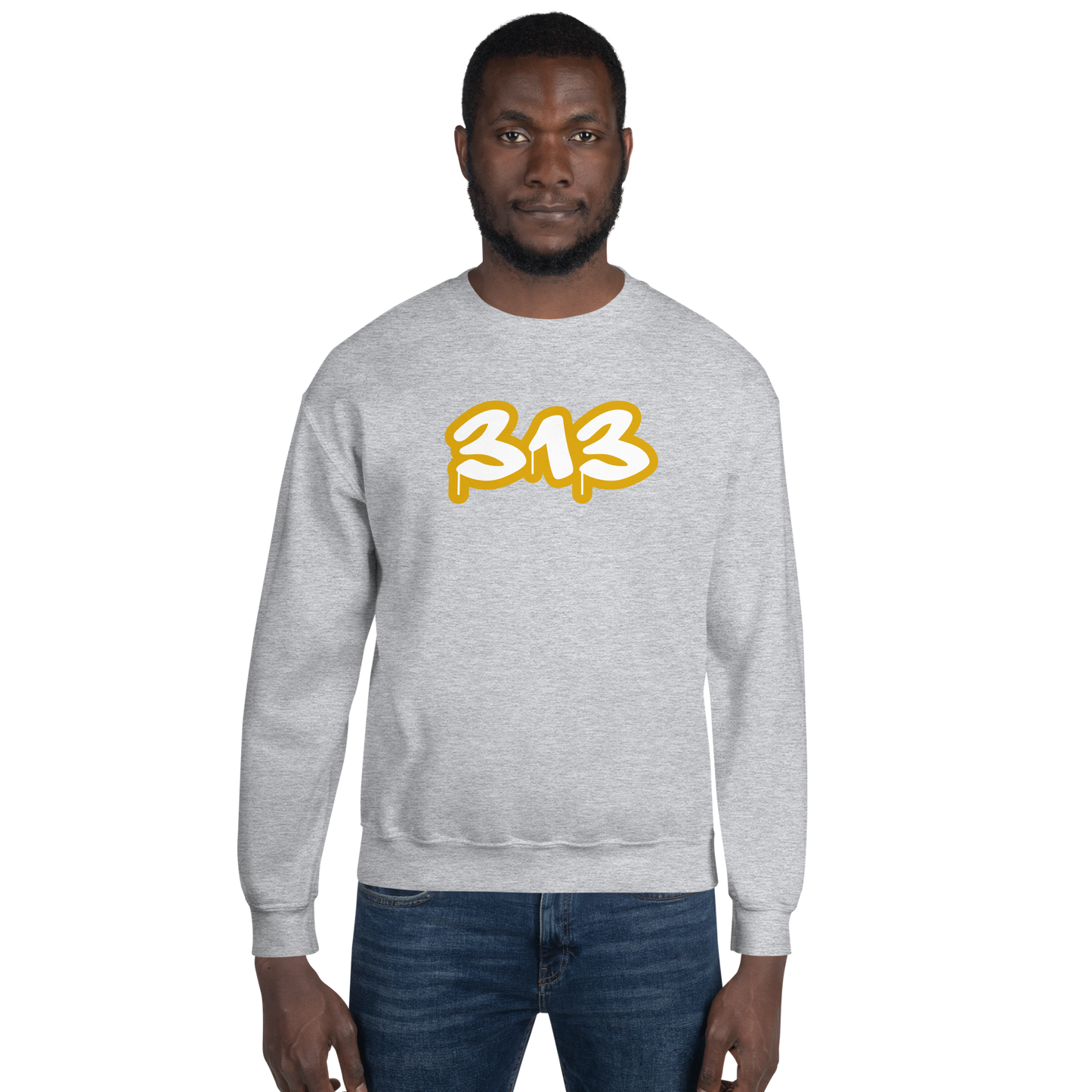 Detroit '313' Sweatshirt (Gold Tag Font) | Unisex Standard