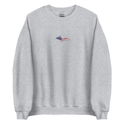 Michigan Upper Peninsula Sweatshirt (w/ Embroidered UP USA Flag Outline) | Unisex Standard