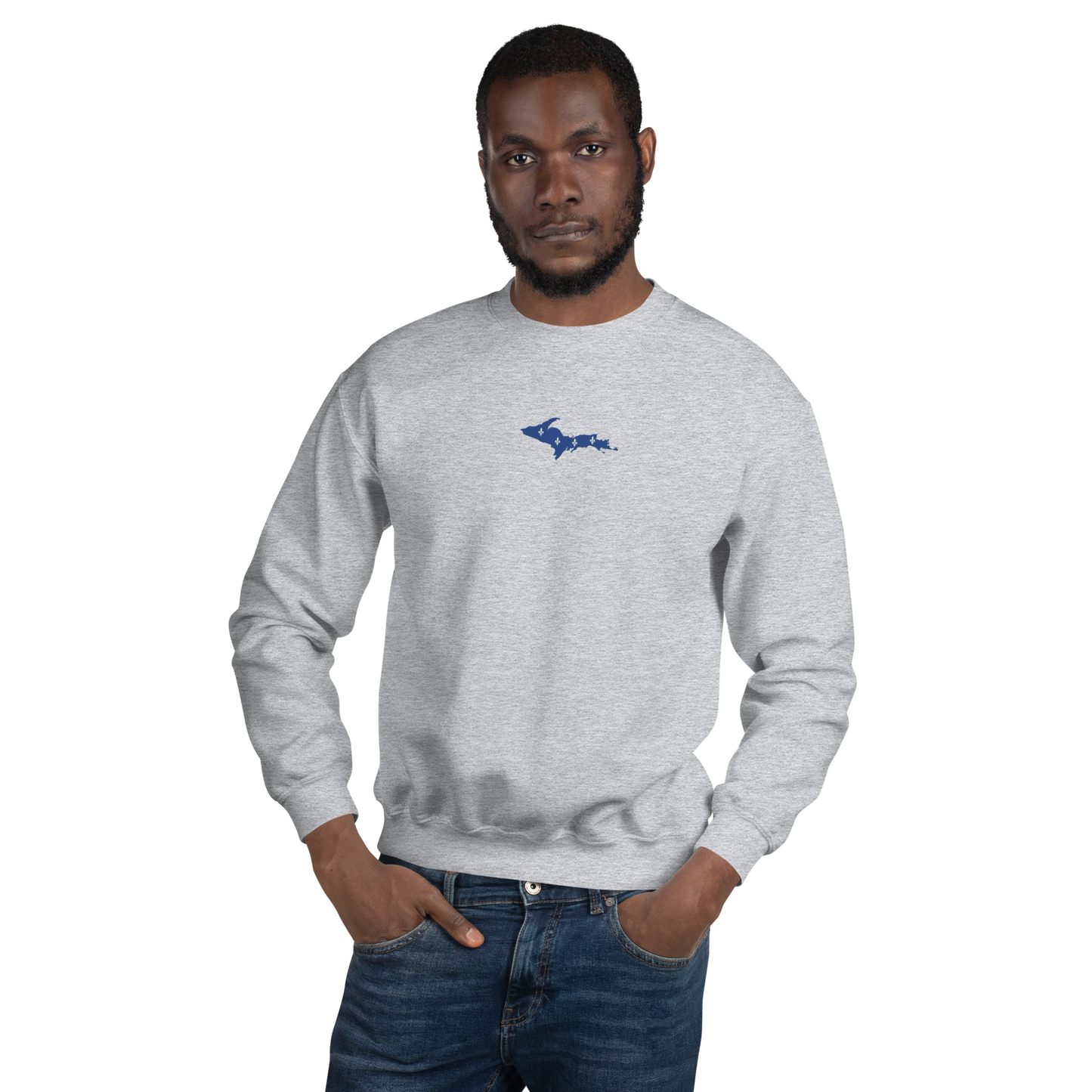 Michigan Upper Peninsula Sweatshirt (w/ Embroidered UP Quebec Flag Outline) | Unisex Standard