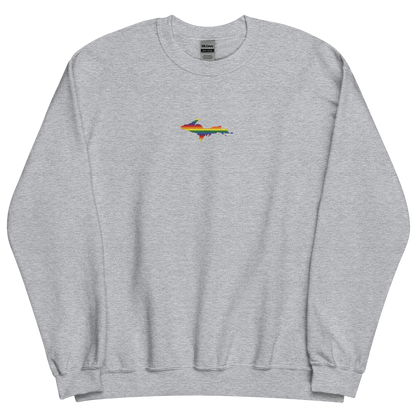 Michigan Upper Peninsula Sweatshirt (w/ Embroidered UP Pride Flag Outline) | Unisex Standard