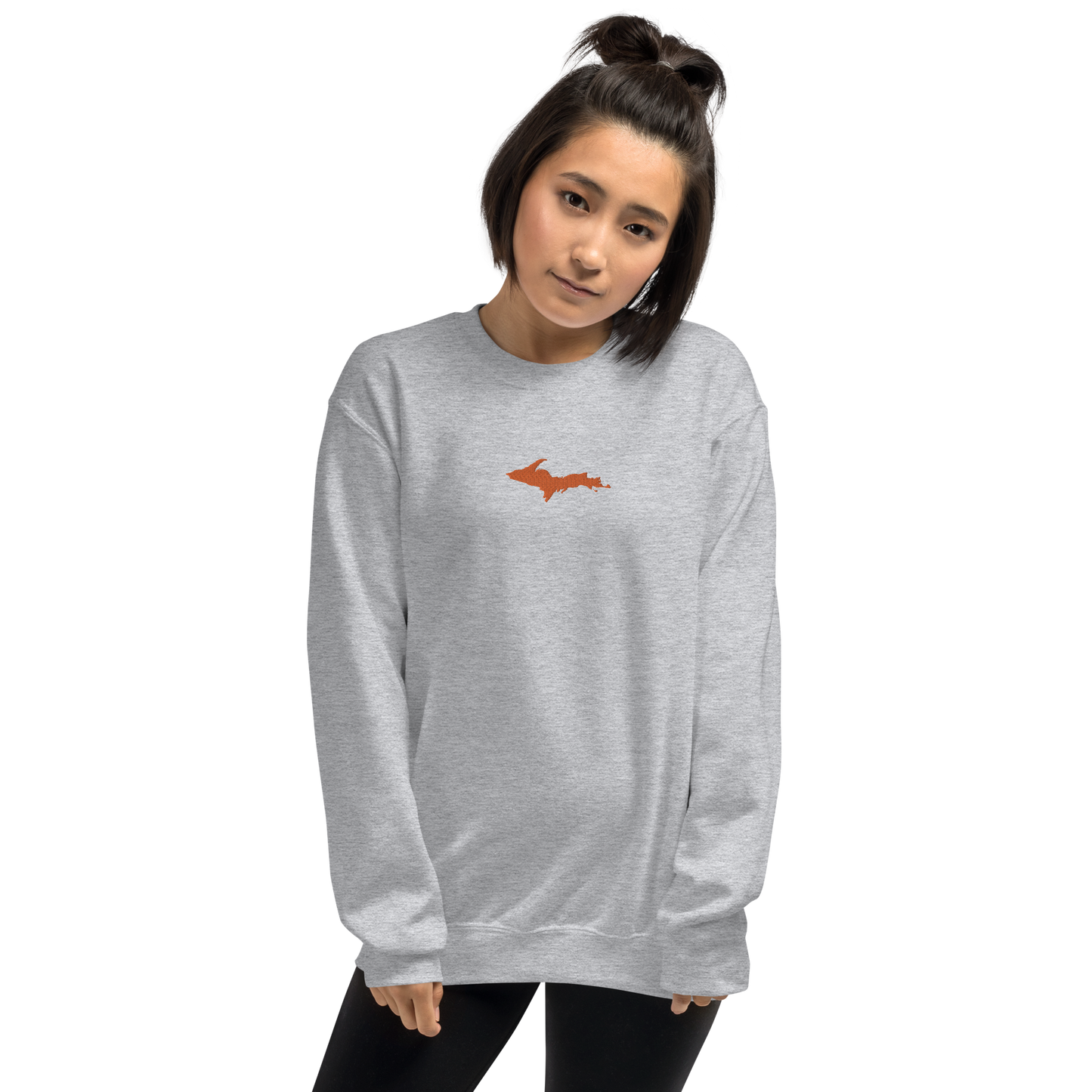 Michigan Upper Peninsula Sweatshirt (w/ Embroidered Orange UP Outline) | Unisex Standard