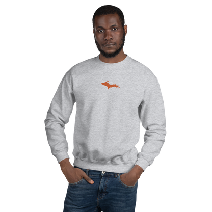 Michigan Upper Peninsula Sweatshirt (w/ Embroidered Orange UP Outline) | Unisex Standard