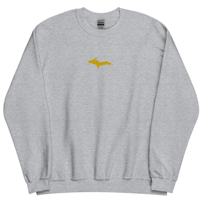 Michigan Upper Peninsula Sweatshirt (w/ Embroidered Gold UP Outline) | Unisex Standard