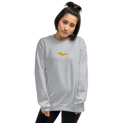 Michigan Upper Peninsula Sweatshirt (w/ Embroidered Gold UP Outline) | Unisex Standard