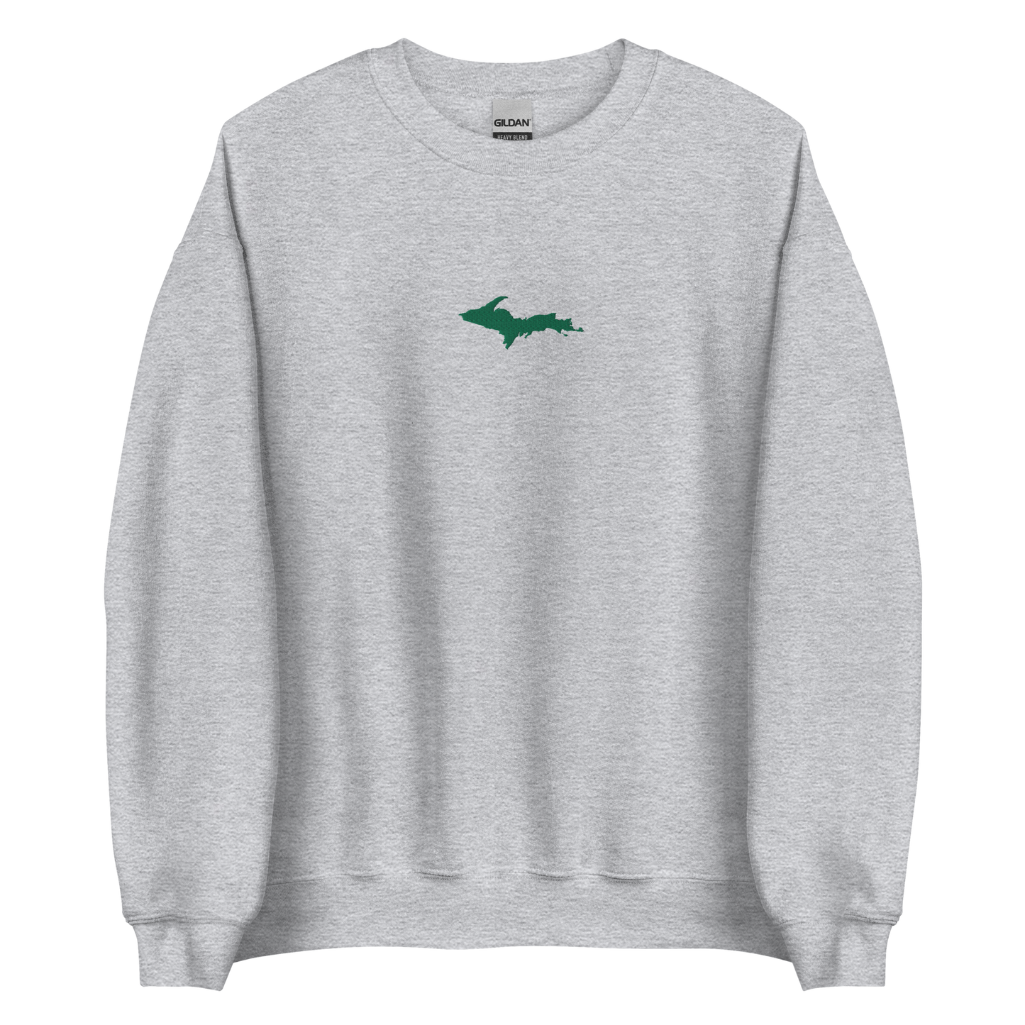 Michigan Upper Peninsula Sweatshirt (w/ Embroidered Green UP Outline) | Unisex Standard