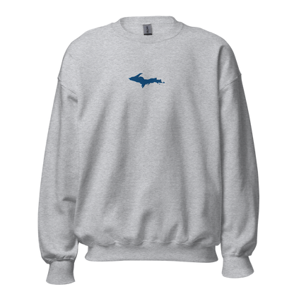 Michigan Upper Peninsula Sweatshirt (w/ Embroidered Azure UP Outline) | Unisex Standard