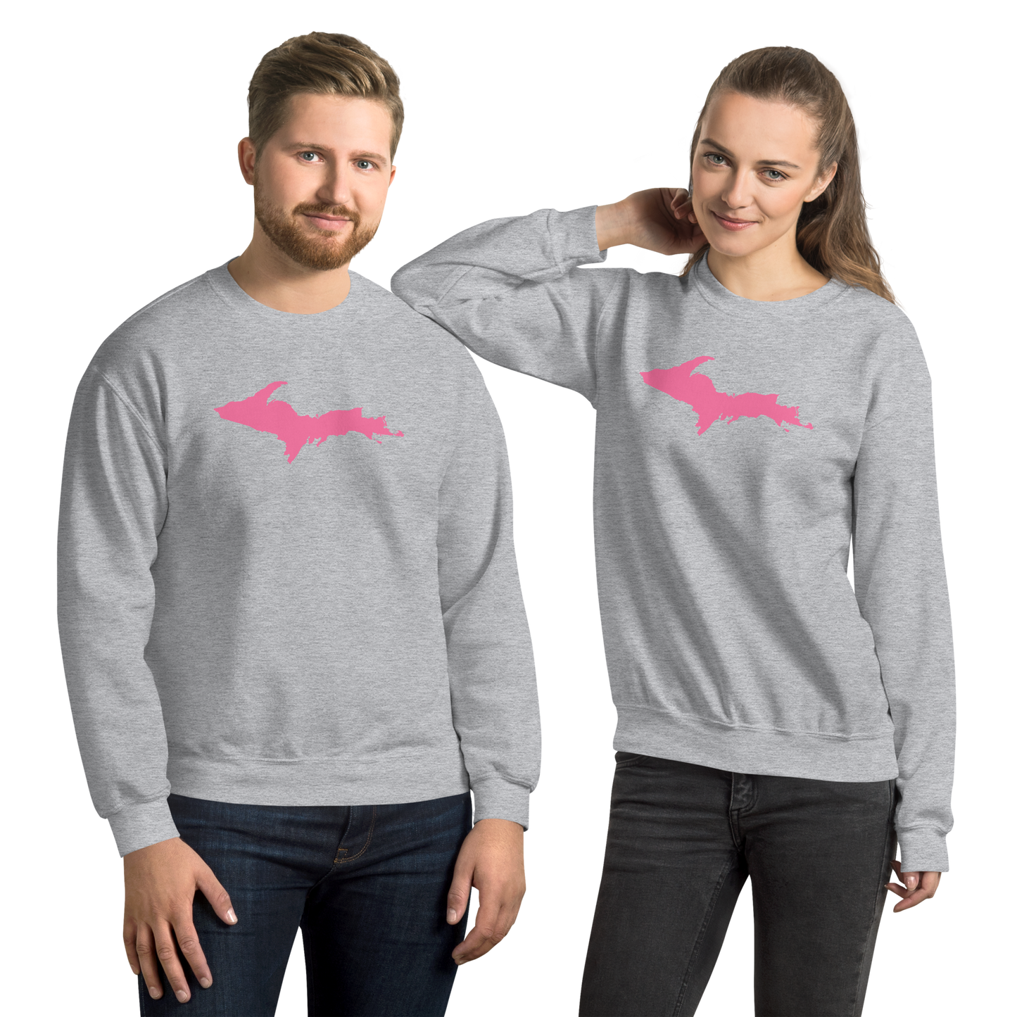 Michigan Upper Peninsula Sweatshirt (w/ Pink UP Outline) | Unisex Standard