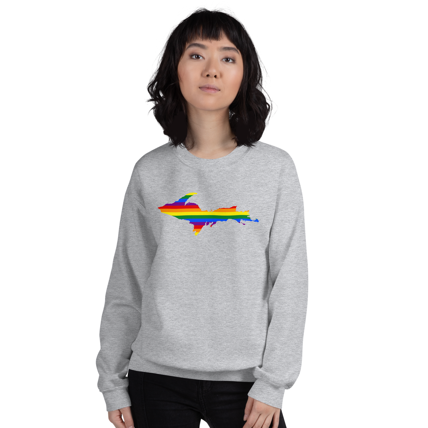 Michigan Upper Peninsula Sweatshirt (w/ UP Pride Flag Outline) | Unisex Standard