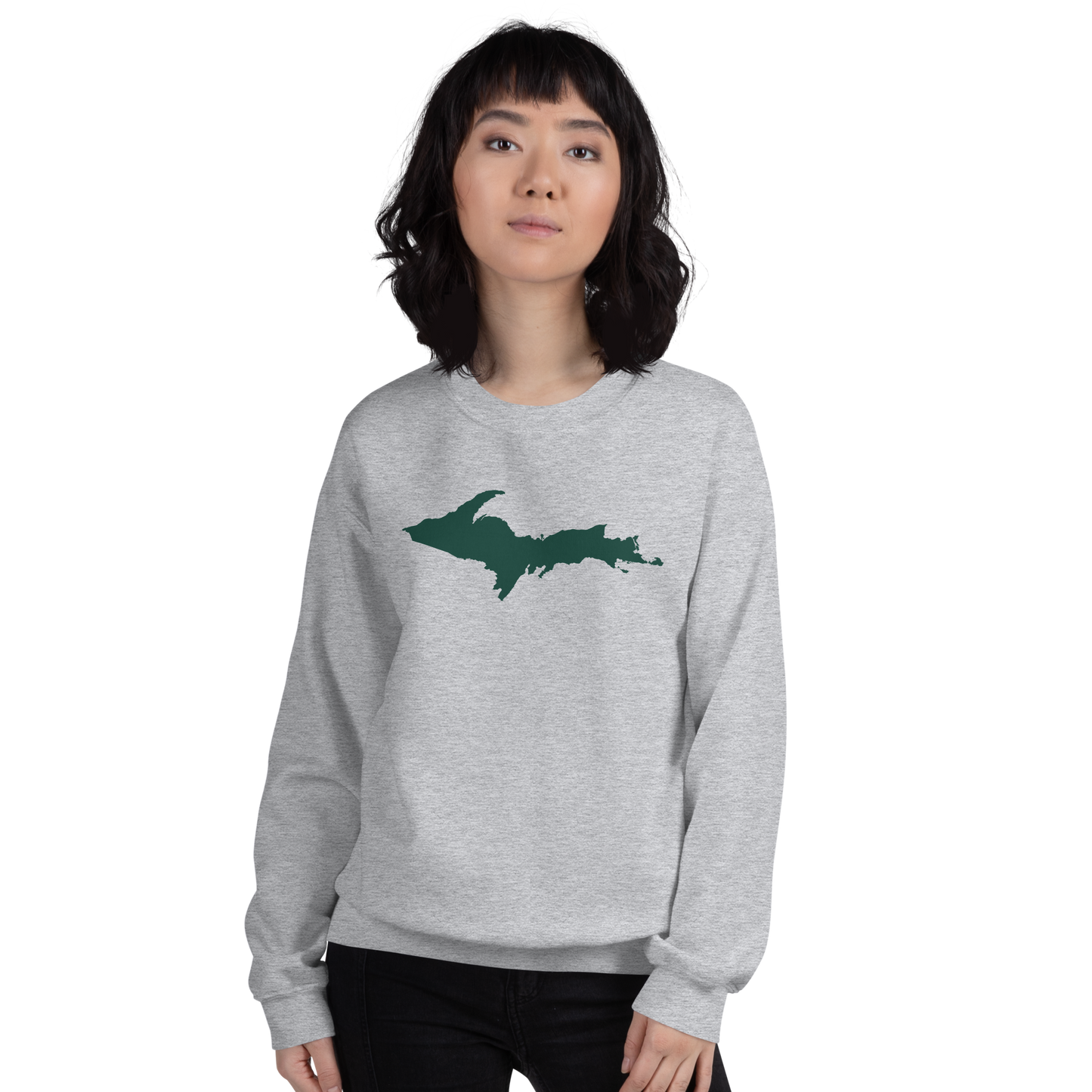 Michigan Upper Peninsula Sweatshirt (w/ Green UP Outline) | Unisex Standard