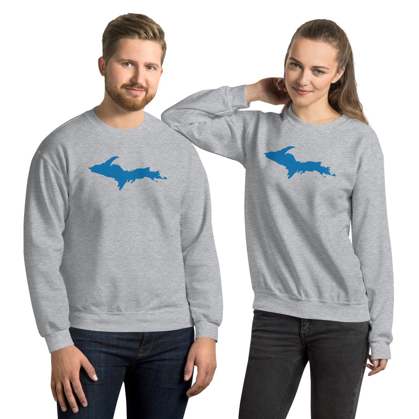 Michigan Upper Peninsula Sweatshirt (w/ Azure UP Outline) | Unisex Standard