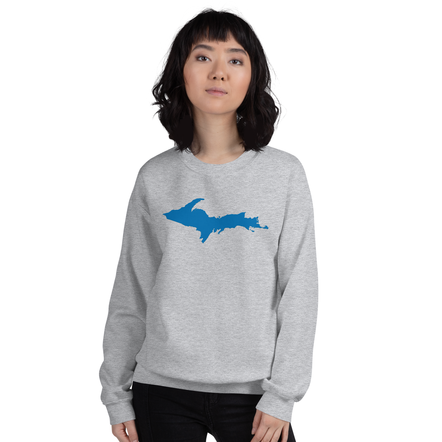 Michigan Upper Peninsula Sweatshirt (w/ Azure UP Outline) | Unisex Standard