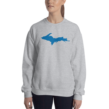 Michigan Upper Peninsula Sweatshirt (w/ Azure UP Outline) | Unisex Standard