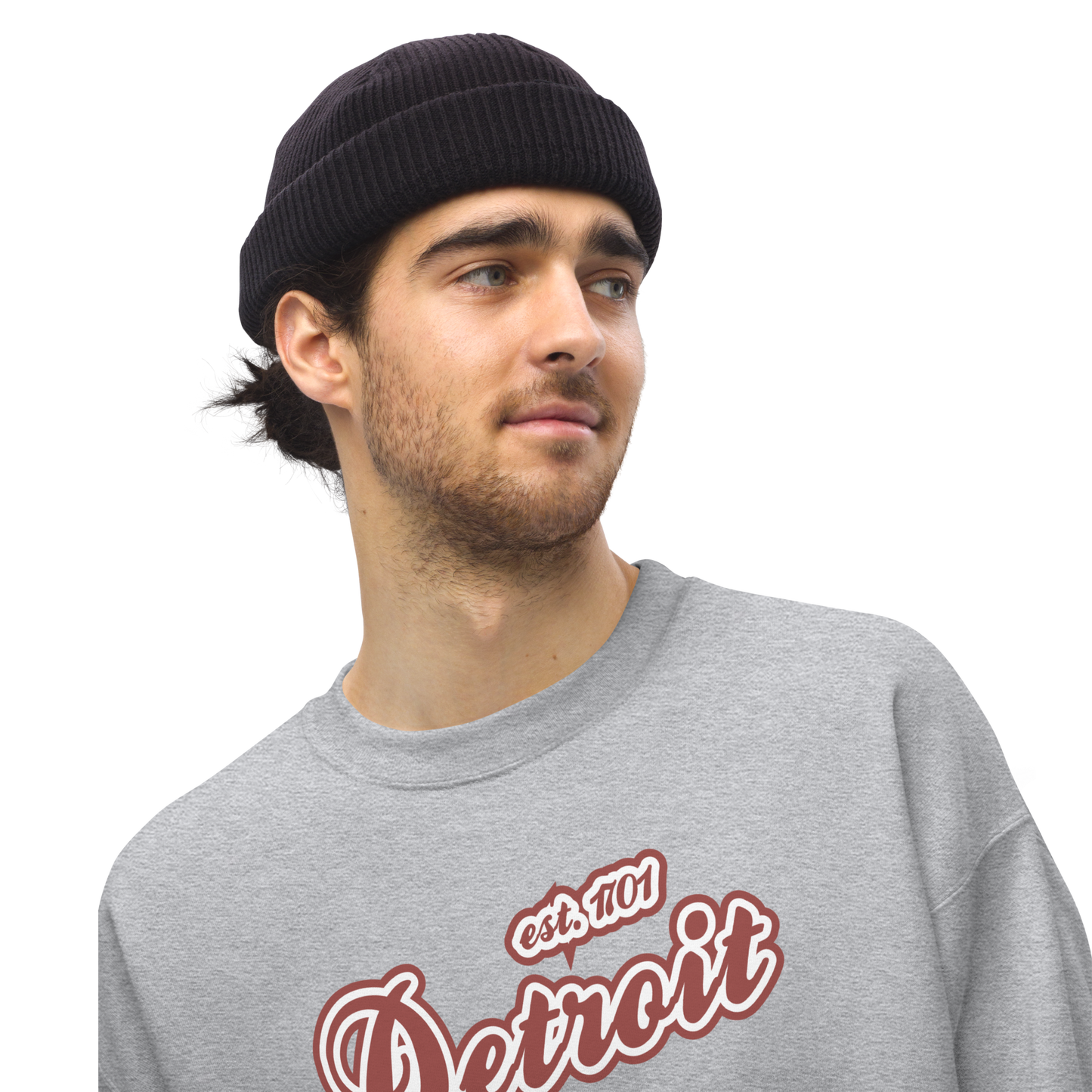 'Detroit 1701' Sweatshirt (Iron Ore Red Script Font) | Unisex Standard