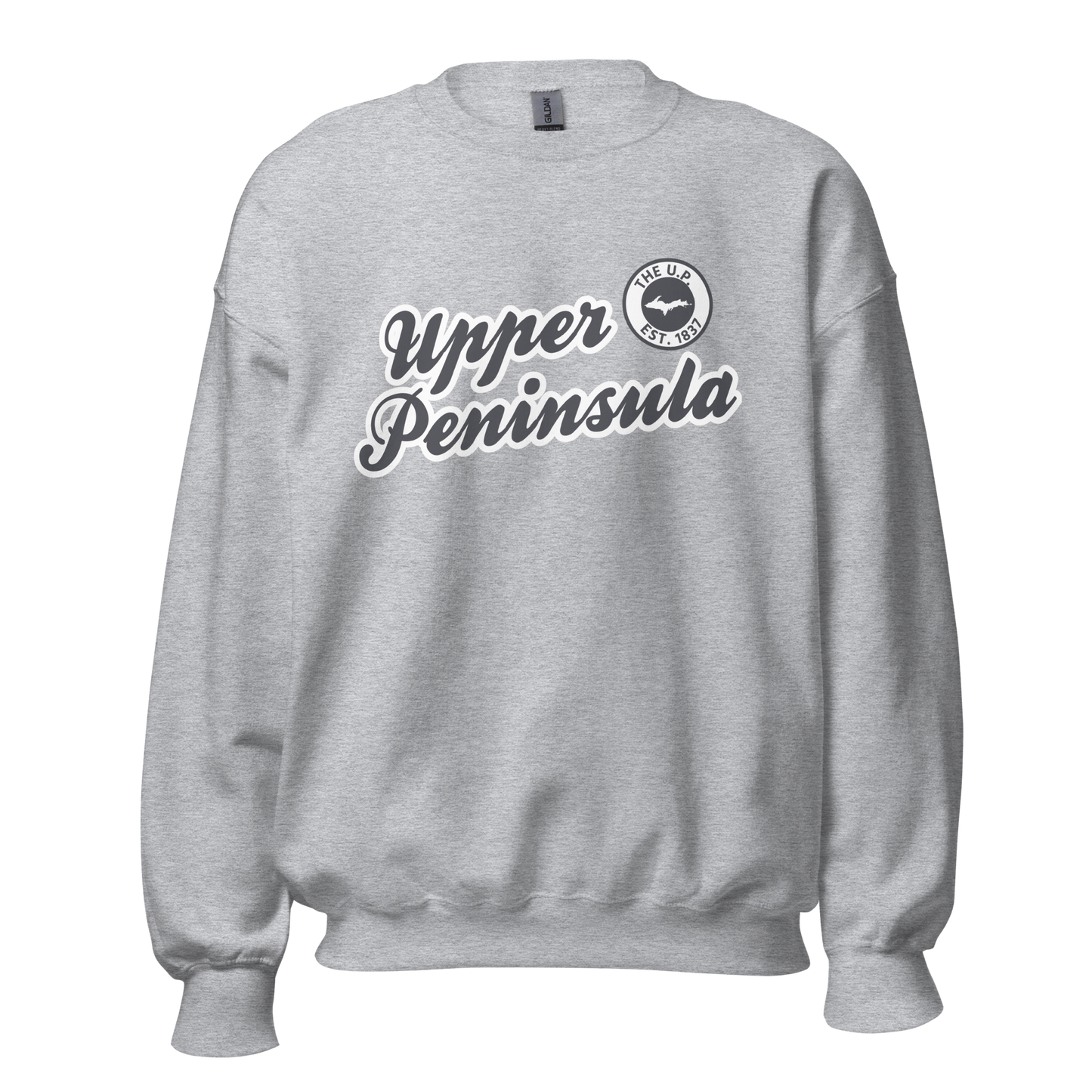 'Upper Peninsula EST. 1837' Sweatshirt (Iron Ore Grey Script Font) | Unisex Standard