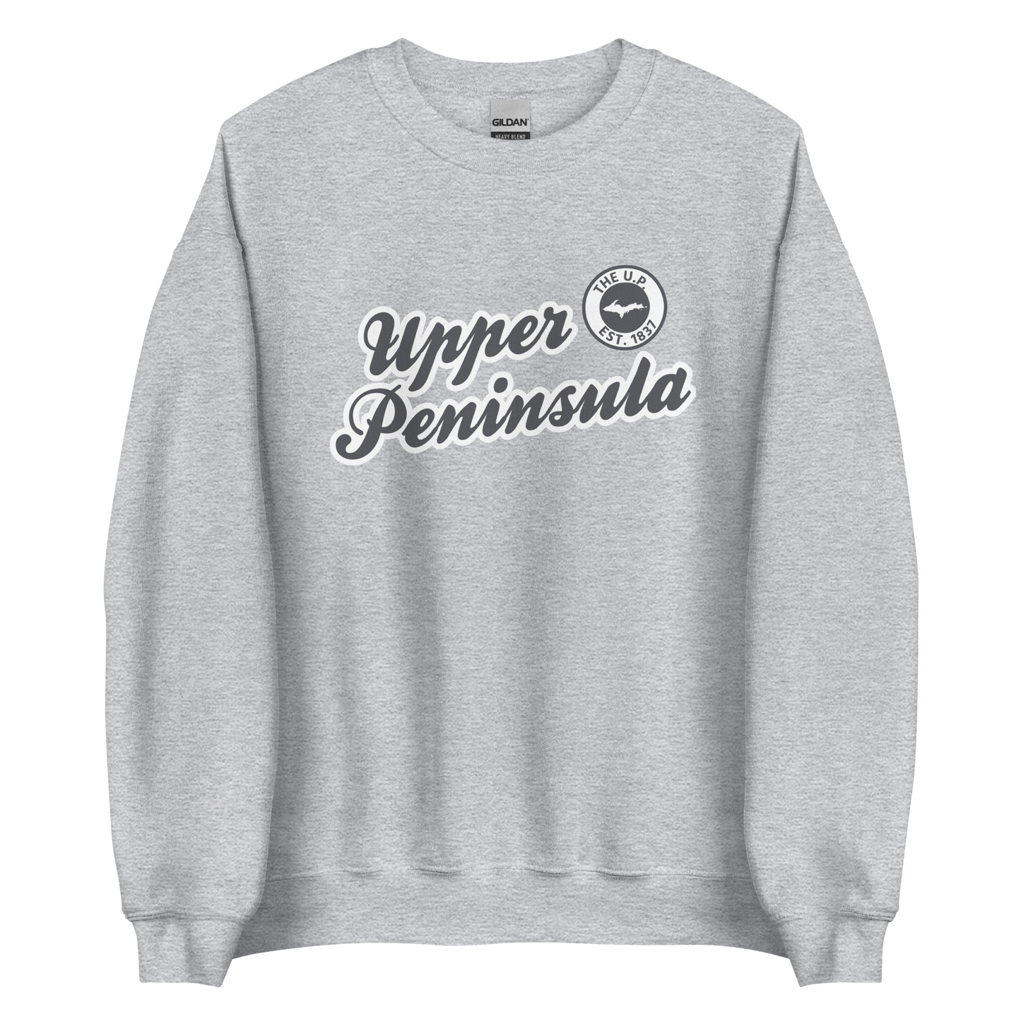 'Upper Peninsula EST. 1837' Sweatshirt (Iron Ore Grey Script Font) | Unisex Standard