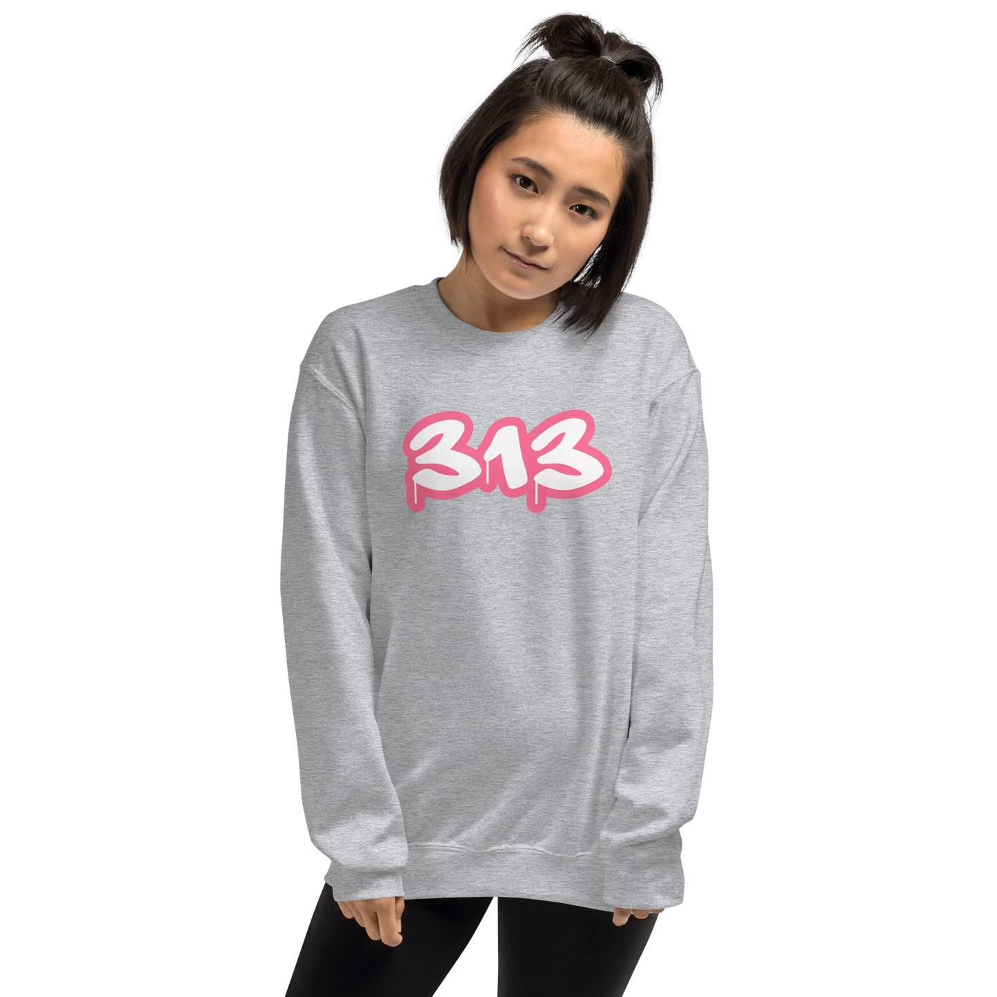 Detroit '313' Sweatshirt (Rhodochrosite Pink Tag Font) | Unisex Standard