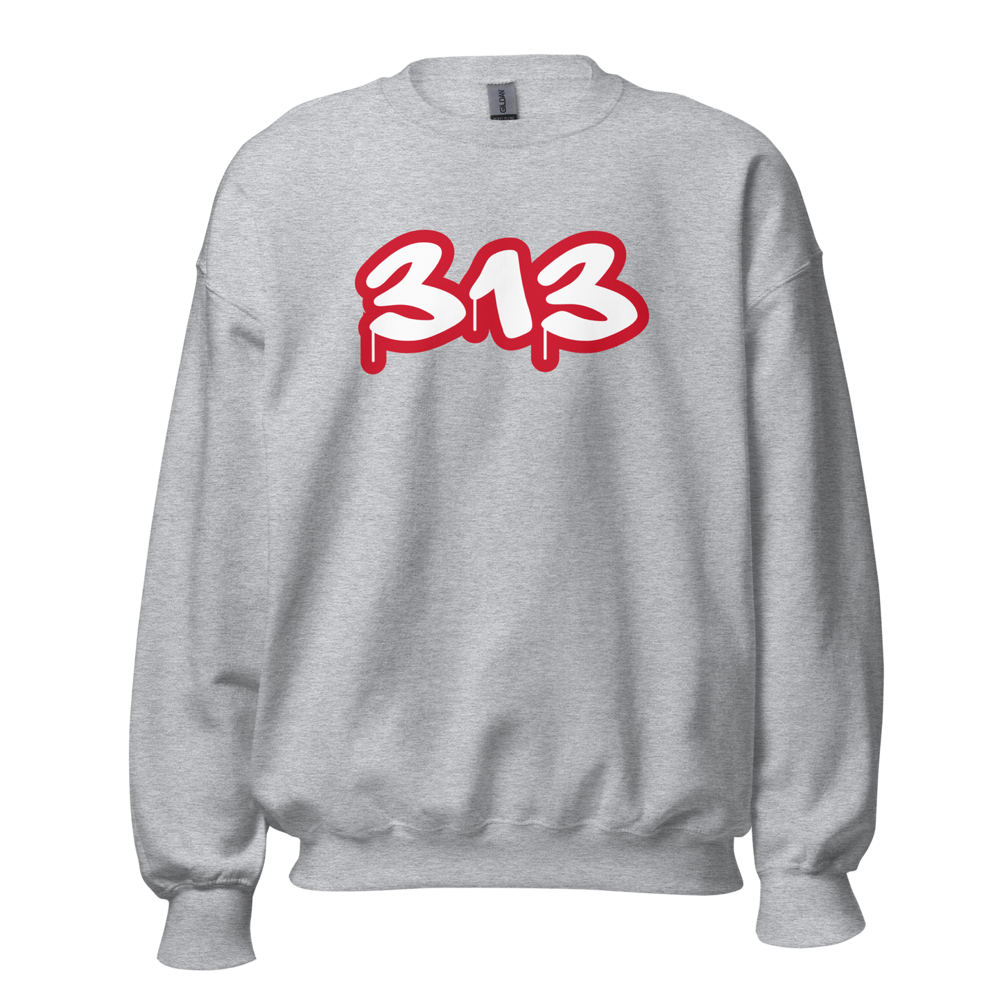 Detroit '313' Sweatshirt (Aliform Red Tag Font) | Unisex Standard