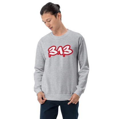 Detroit '313' Sweatshirt (Aliform Red Tag Font) | Unisex Standard