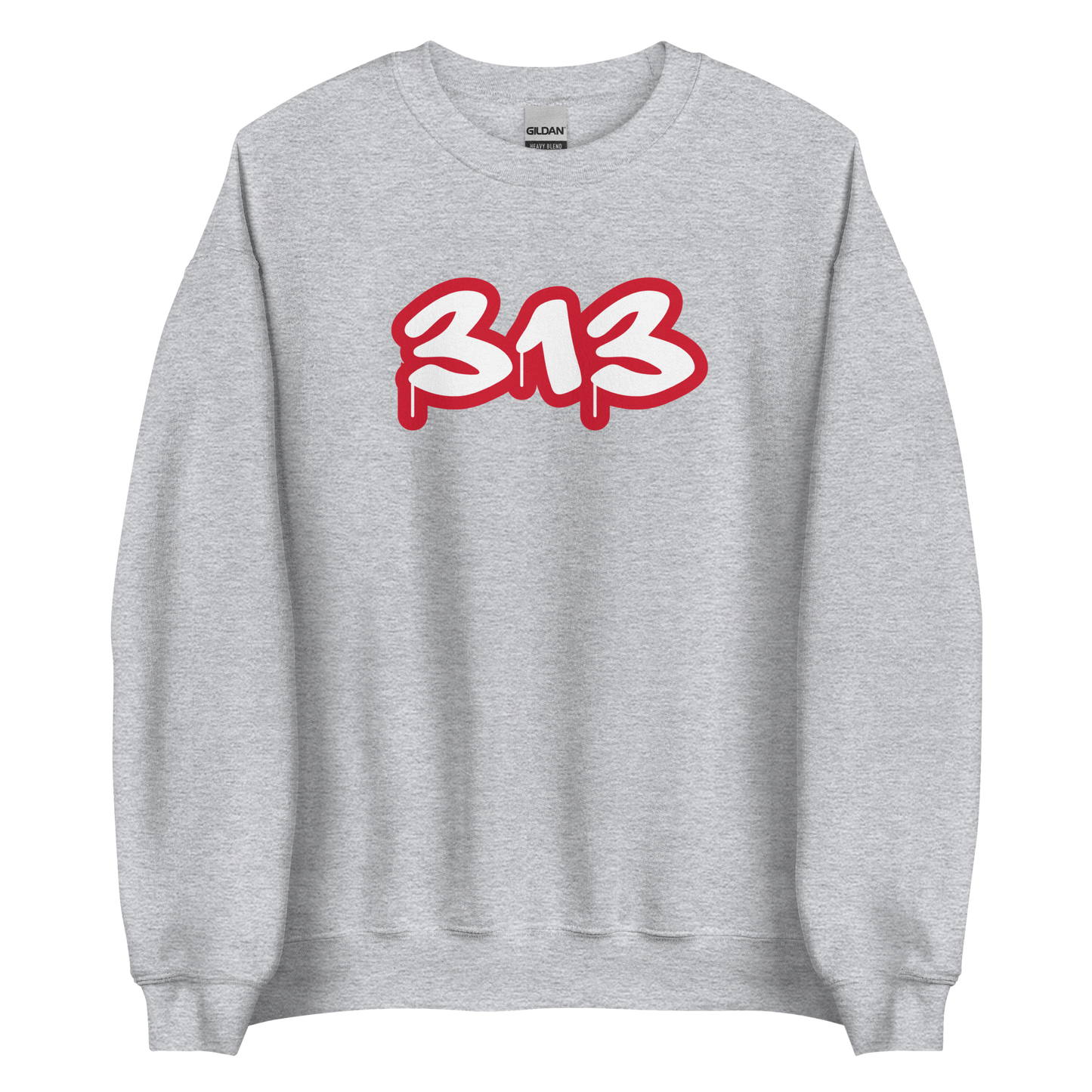 Detroit '313' Sweatshirt (Aliform Red Tag Font) | Unisex Standard