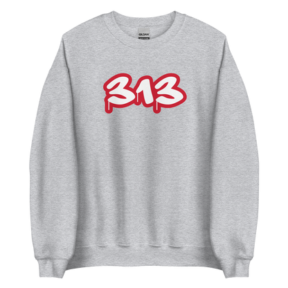 Detroit '313' Sweatshirt (Aliform Red Tag Font) | Unisex Standard