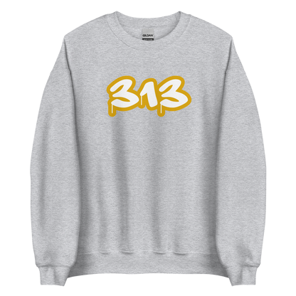 Detroit '313' Sweatshirt (Gold Tag Font) | Unisex Standard