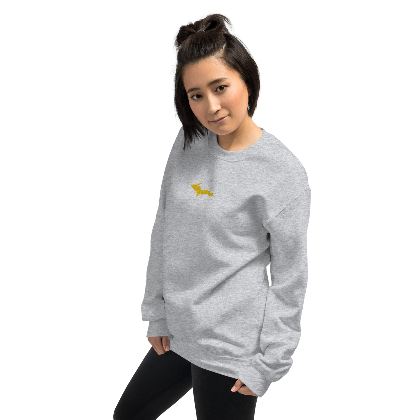 Michigan Upper Peninsula Sweatshirt (w/ Embroidered Gold UP Outline) | Unisex Standard