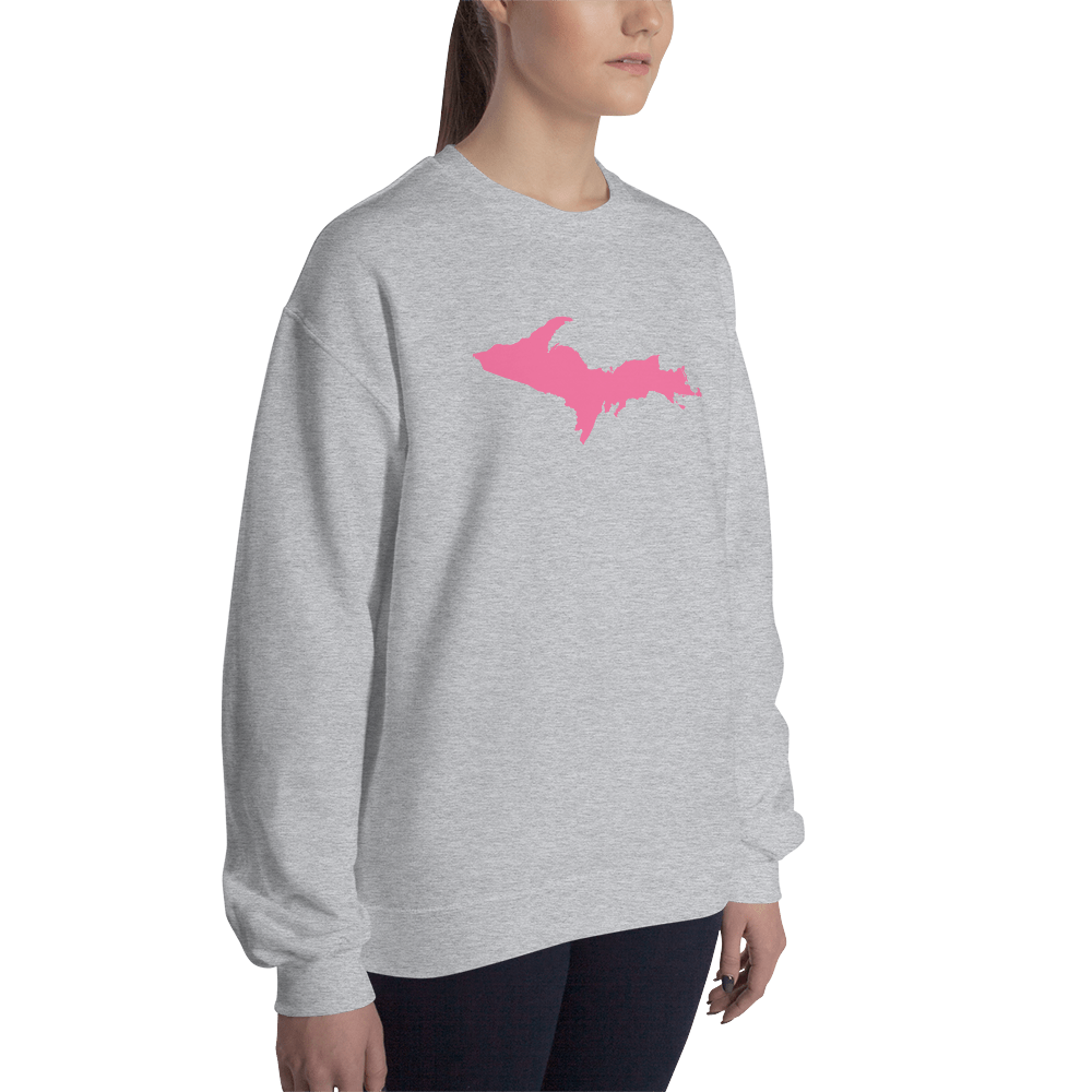 Michigan Upper Peninsula Sweatshirt (w/ Pink UP Outline) | Unisex Standard