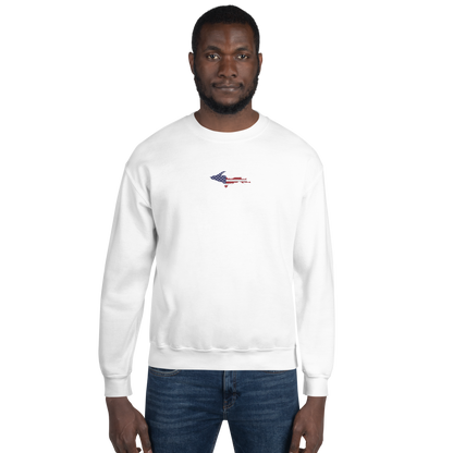 Michigan Upper Peninsula Sweatshirt (w/ Embroidered UP USA Flag Outline) | Unisex Standard