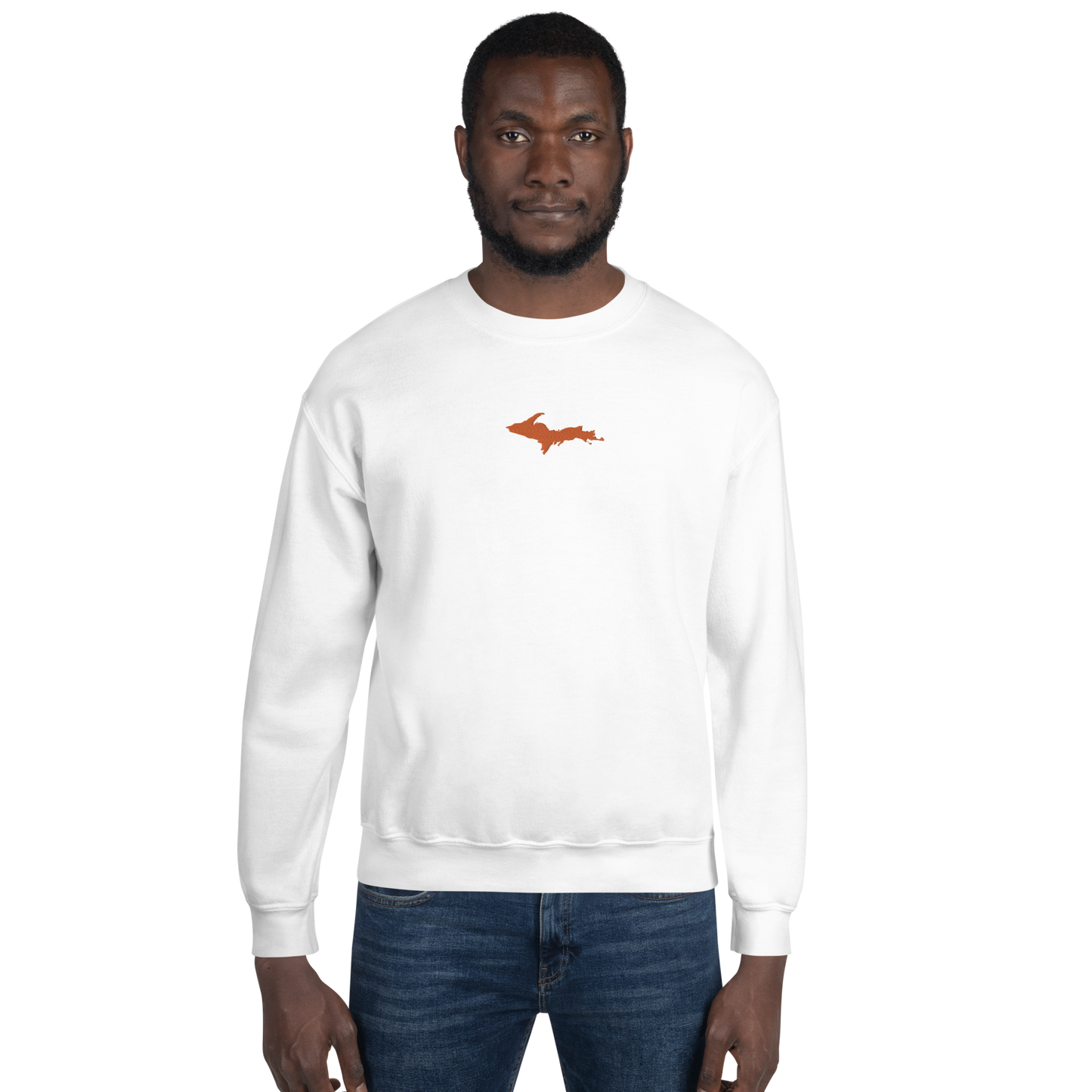 Michigan Upper Peninsula Sweatshirt (w/ Embroidered Orange UP Outline) | Unisex Standard