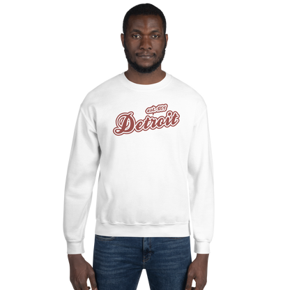 'Detroit 1701' Sweatshirt (Iron Ore Red Script Font) | Unisex Standard