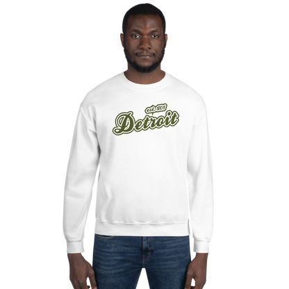 'Detroit 1701' Sweatshirt (Army Green Font) | Unisex Standard