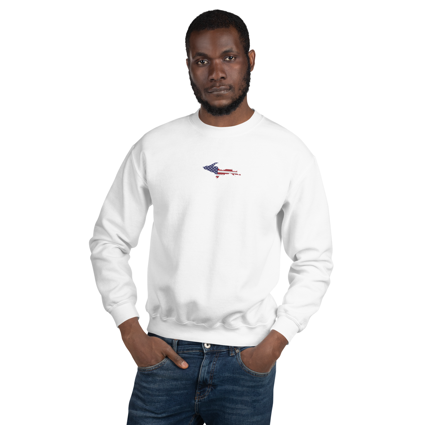 Michigan Upper Peninsula Sweatshirt (w/ Embroidered UP USA Flag Outline) | Unisex Standard