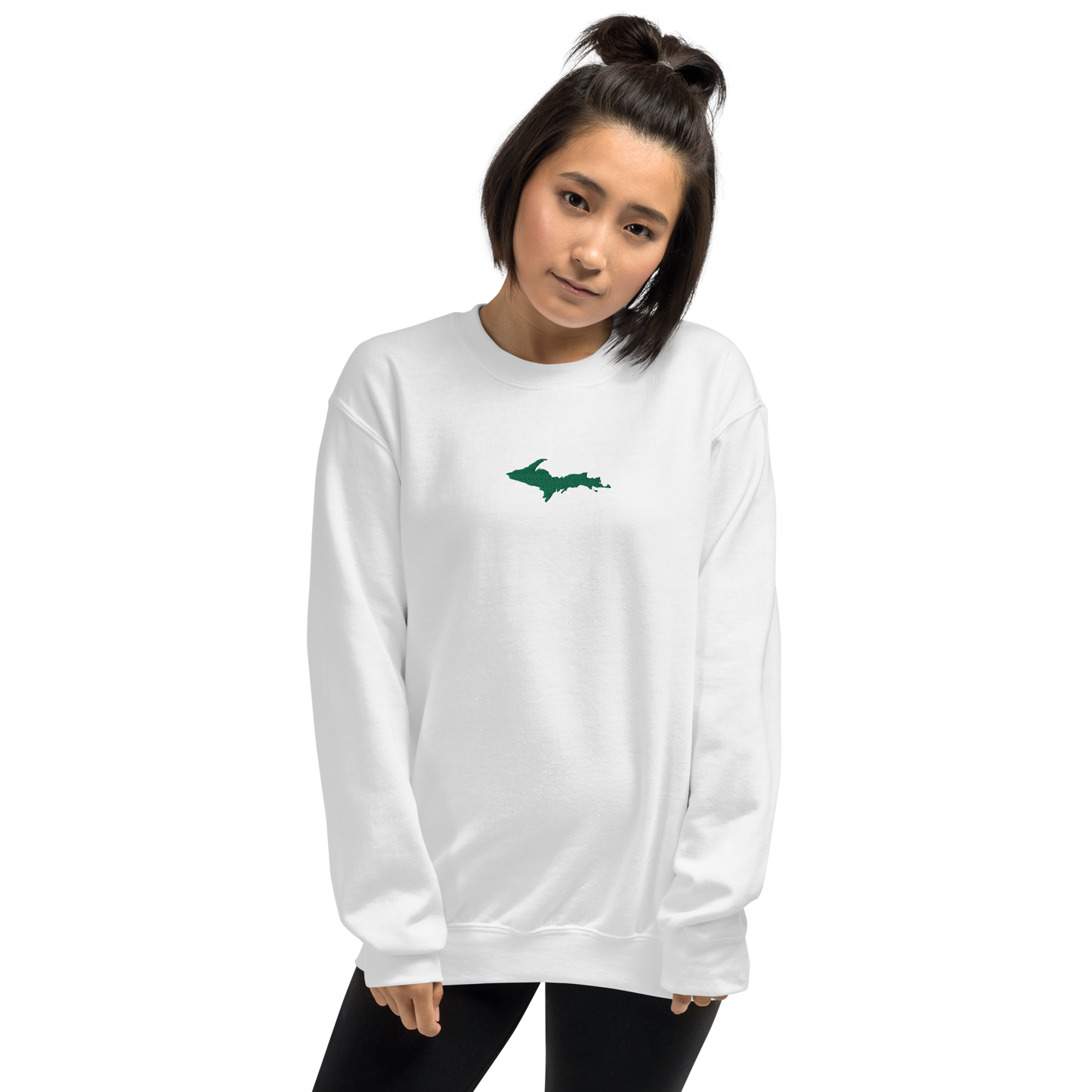 Michigan Upper Peninsula Sweatshirt (w/ Embroidered Green UP Outline) | Unisex Standard