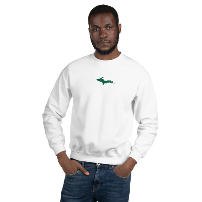 Michigan Upper Peninsula Sweatshirt (w/ Embroidered Green UP Outline) | Unisex Standard