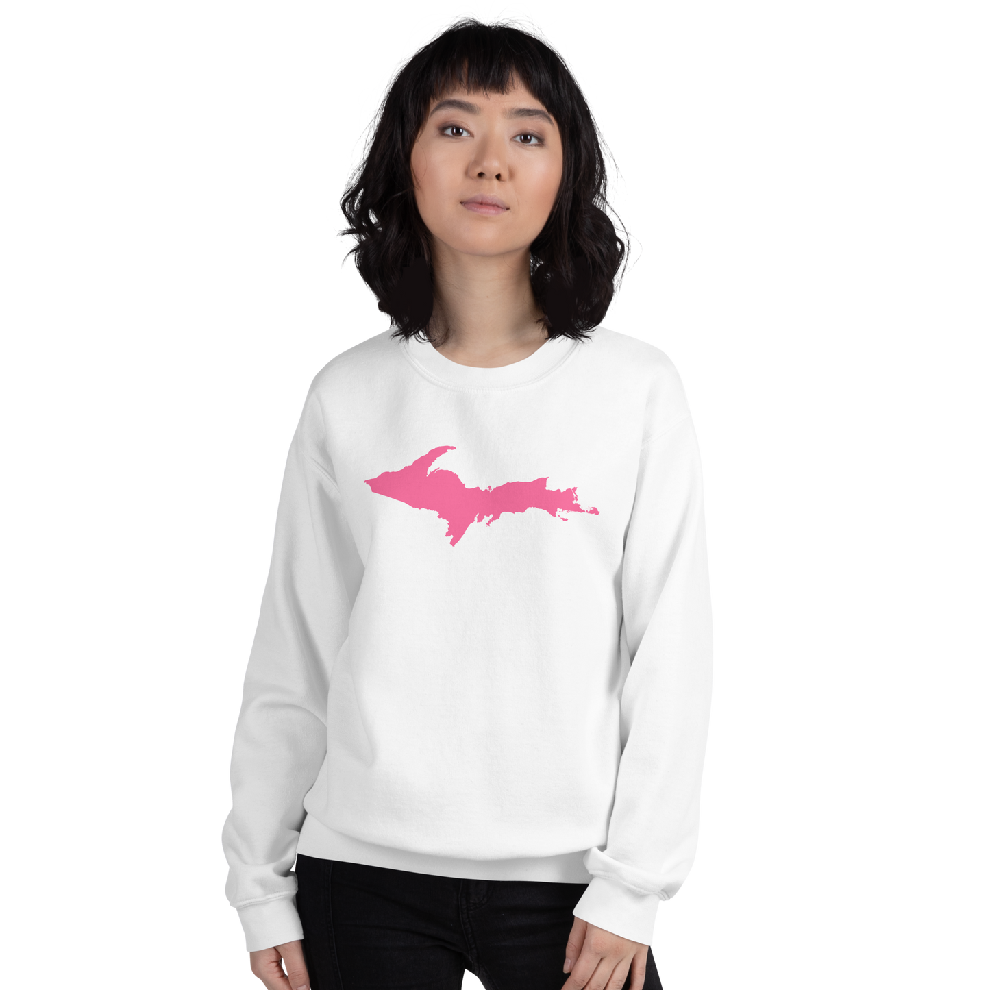 Michigan Upper Peninsula Sweatshirt (w/ Pink UP Outline) | Unisex Standard