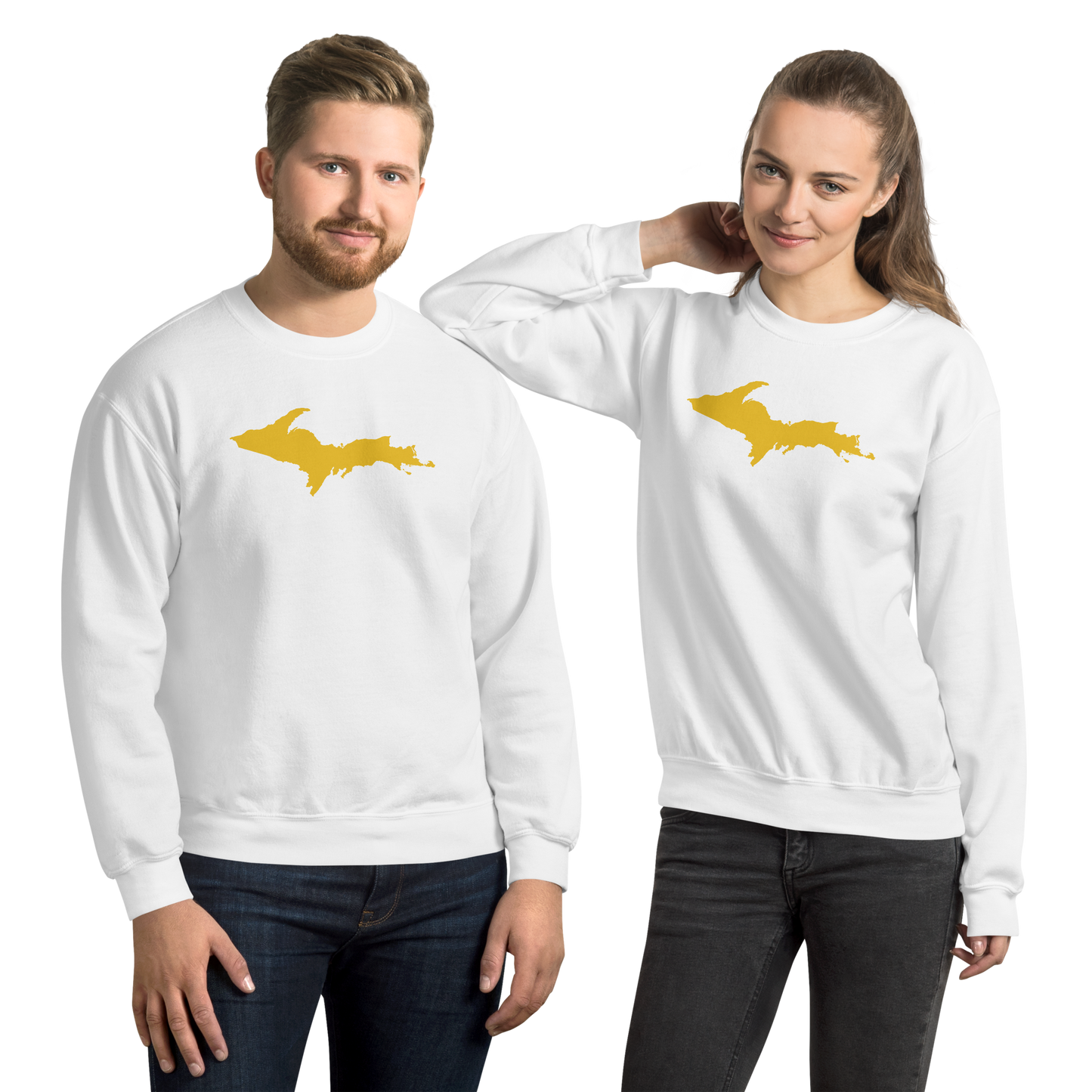 Michigan Upper Peninsula Sweatshirt (w/ Gold UP Outline) | Unisex Standard