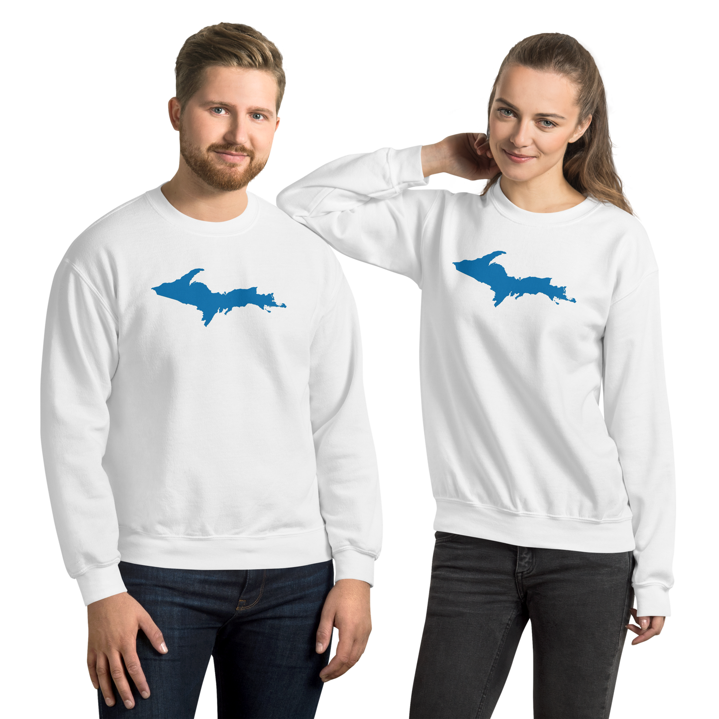 Michigan Upper Peninsula Sweatshirt (w/ Azure UP Outline) | Unisex Standard