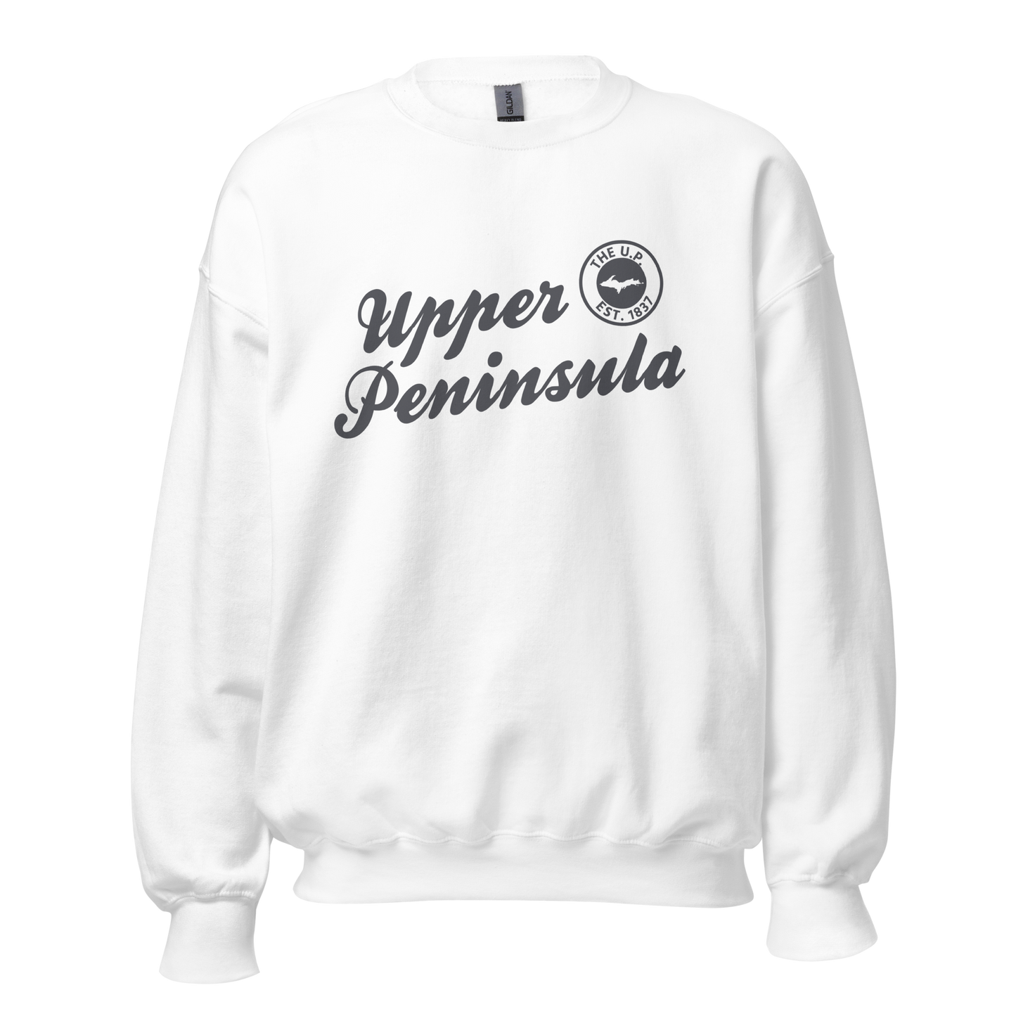 'Upper Peninsula EST. 1837' Sweatshirt (Iron Ore Grey Script Font) | Unisex Standard