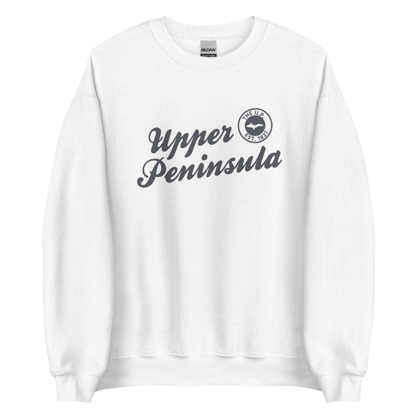 'Upper Peninsula EST. 1837' Sweatshirt (Iron Ore Grey Script Font) | Unisex Standard