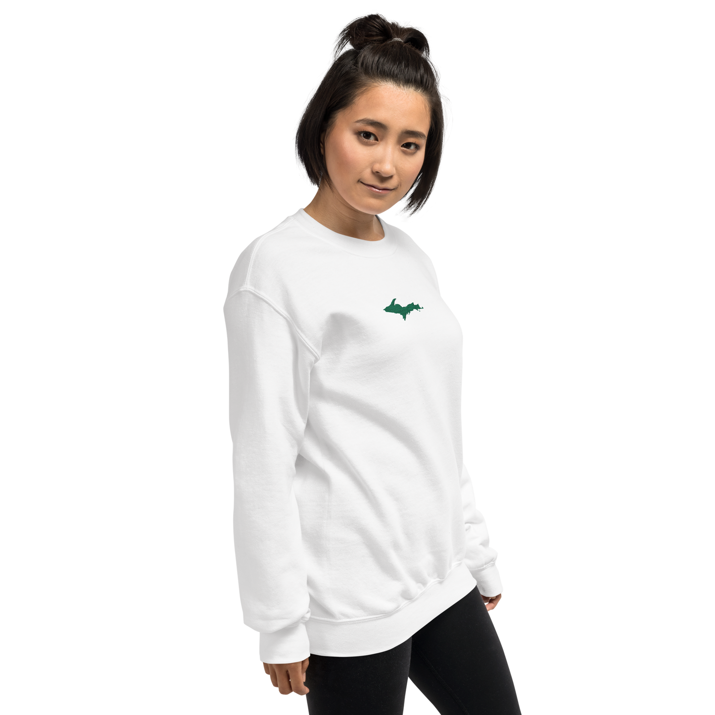 Michigan Upper Peninsula Sweatshirt (w/ Embroidered Green UP Outline) | Unisex Standard