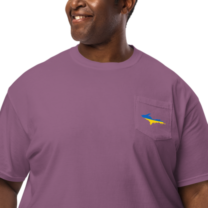 Michigan Upper Peninsula Pocket T-Shirt (w/ UP Ukraine Flag) | Garment Dyed