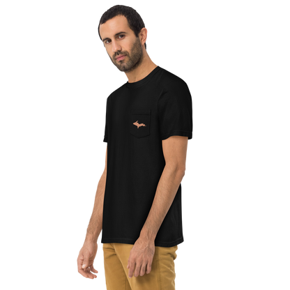 Michigan Upper Peninsula Pocket T-Shirt (w/ Copper UP Outline) | Garment Dyed