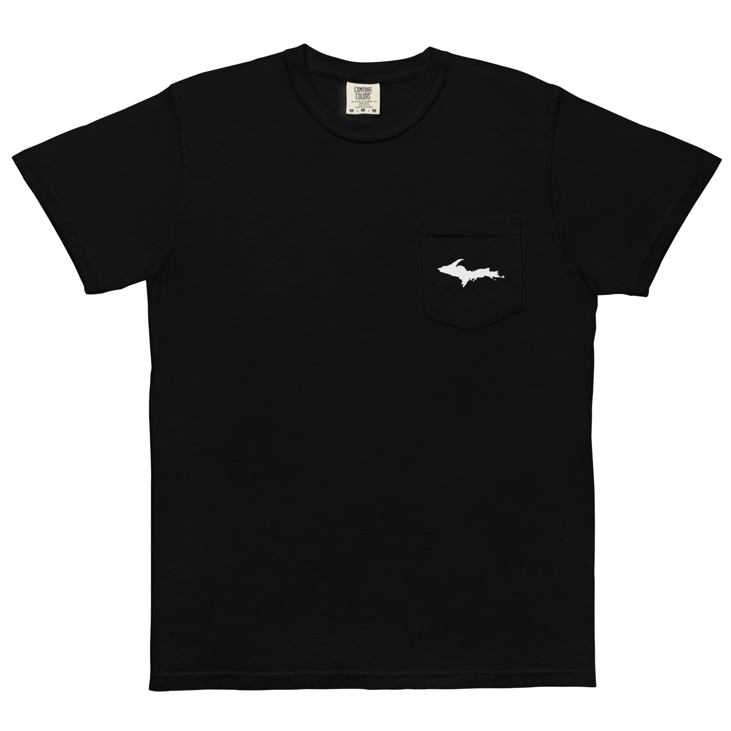 Michigan Upper Peninsula Pocket T-Shirt (w/ UP Outline) | Garment Dyed