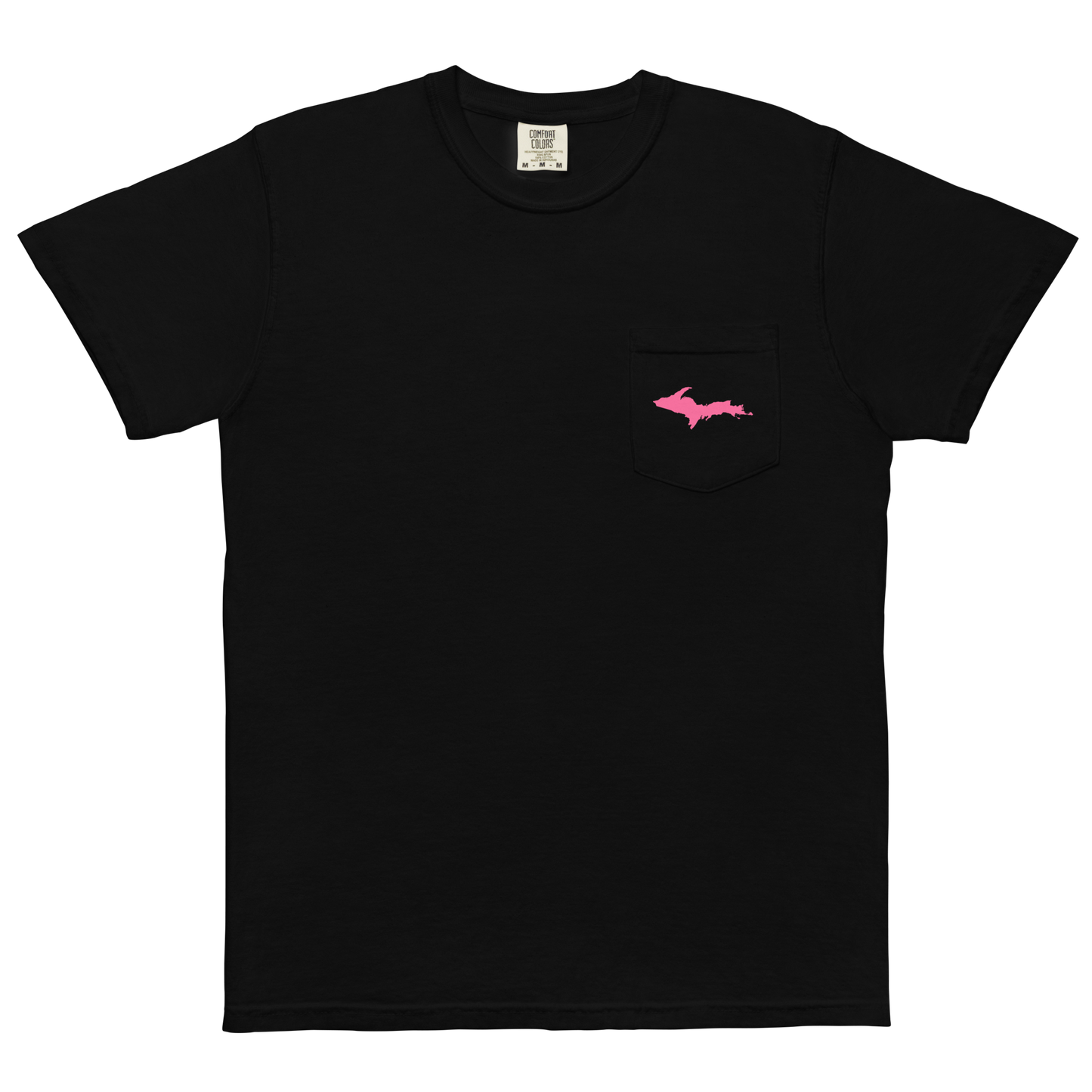 Michigan Upper Peninsula Pocket T-Shirt (w/ Pink UP Outline | Garment Dyed